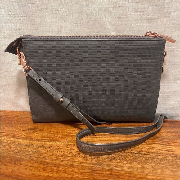 DAGNE DOVER Graphite Gray Coated Canvas 3 In 1 Wallet Clutch & Crossbody Bag - Picture 16 of 16